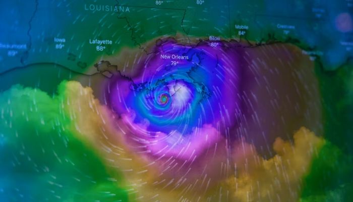 Double exposure of Hurricane Ida approaching New Orleans on August 29, 2021.— Unsplash