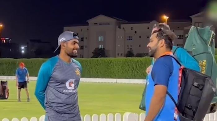 Babar Azam, Rohit Sharma engage in conversation, inquire about family