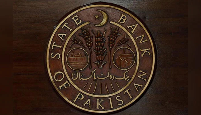 A logo of the State Bank of Pakistan (SBP) is pictured on a reception desk at the head office in Karachi, Pakistan July 16, 2019. — Reuters/File