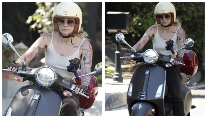 Paris Jackson takes her Vespa out for a spin in Toluca Lake, California
