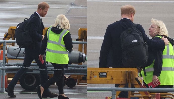 Prince Harry consoles airport staff in emotional interaction after Queen’s death