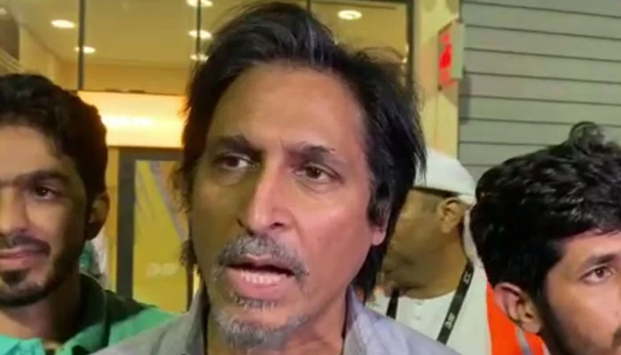 Pakistan Cricket Board (PCB) Chairman Ramiz Raja speaks to journalists in Dubai, on September 11, 2022. — Twitter