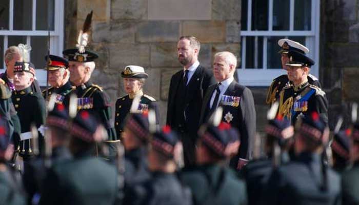 Prince Andrew not allowed to wear military uniform as he follows behind Queens coffin