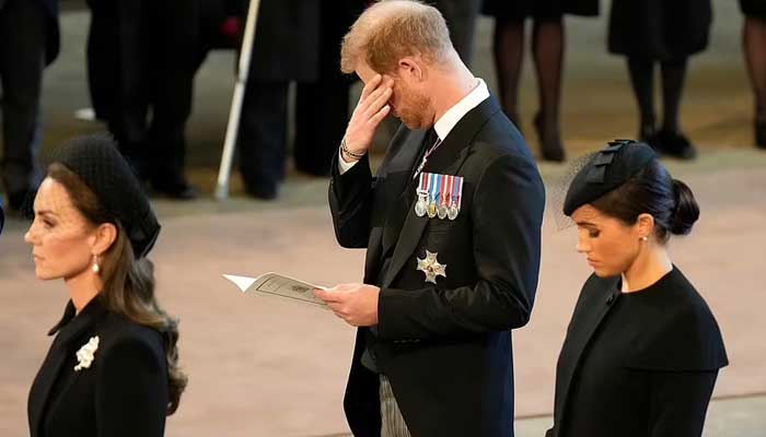 Prince Harry bursts into tears during emotional procession for the Queen