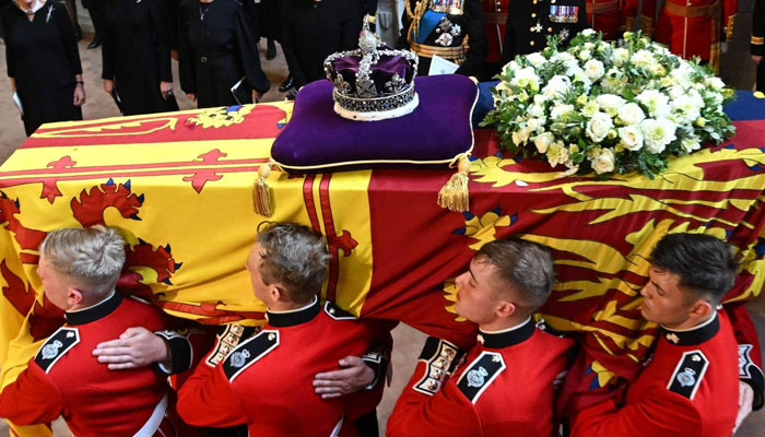 Queen Funeral: The monarchs coffin departs Westminster Abbey