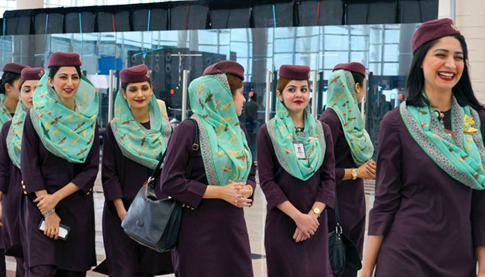 A file photo of Pakistan International Airlines cabin crew members. — Facebook/File