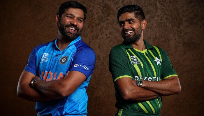 Pakistan skipper Babar Azam and India captain Rohit Sharma. — ICC