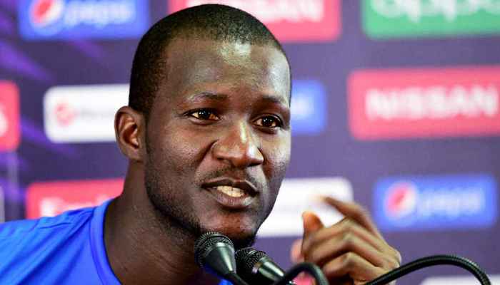 Former West Indies captain Darren Sammy addresses a press conference in this undated photo. — AFP/File