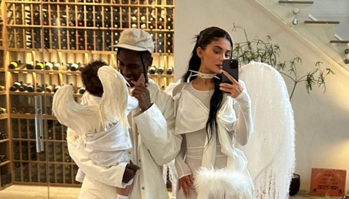 Kylie Jenner, Travis Scott dress up as angels for Halloween with Stormi, baby boy