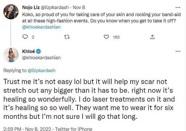 Khloé Kardashian reveals her scar on face is ‘healing’ well