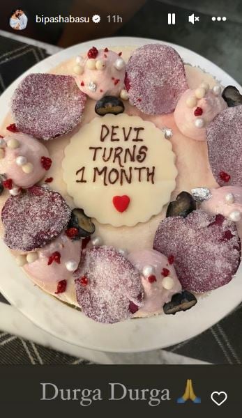 Bipasha Basu, Karan Singh Grover cut cake as daughter Devi turns one month old