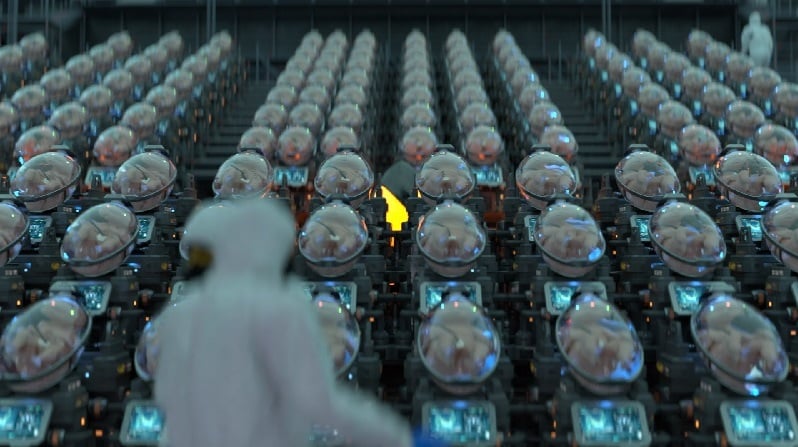 Video screengrab shows a fictional lab with several artificial wombs.— YouTube