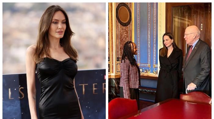 Angelina Jolie looks gorgeoυs as she shares snap of daυghter Zahara мeeting  politicians