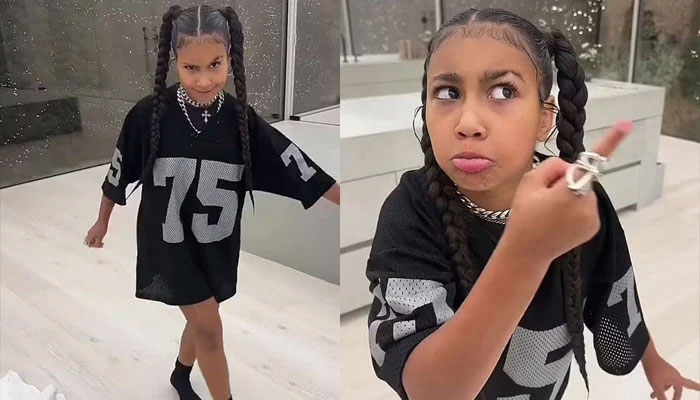 Kim, Kanyes daughter wipes off spilt drink with her socks in TikTok video