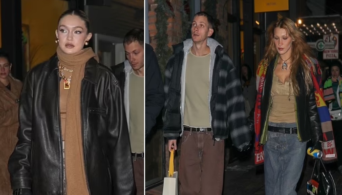 Gigi Hadid oozes glam as steps out with sister Bella and her boyfriend Marc Kalman