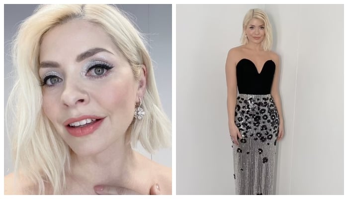 Holly Willoughby is serving holiday glam with all shimmering silver look