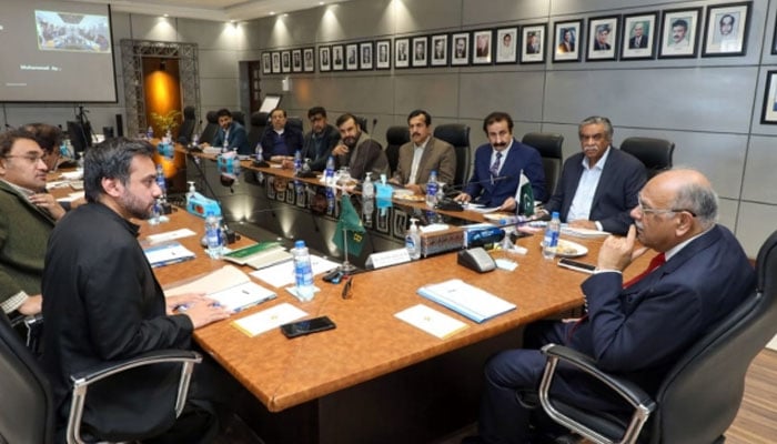 Najam Sethi heading the proceedings of the second meeting of the Pakistan Cricket Board’s Management Committee on December 31, 2022. — PCB
