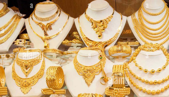 An undated image of gold jewellery showcased in a local shop. — AFP/File