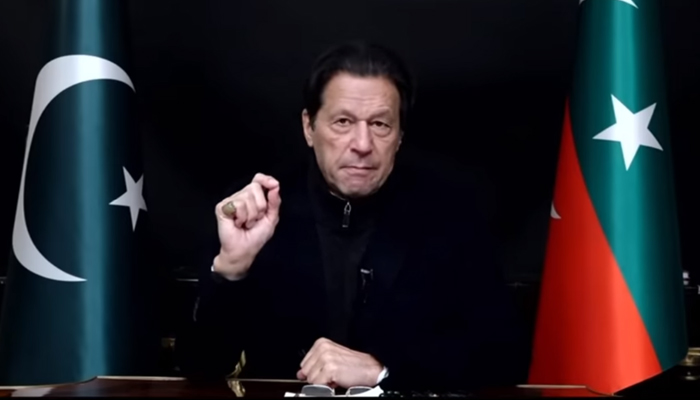 Imran Khan speaks during an address to Punjab’s parliamentary party on January 11, 2023. — Youtube/PTI