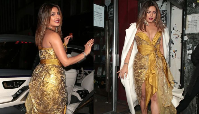 Priyanka chopra in golden dress best sale