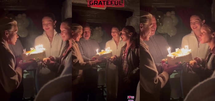 Bella Hadid and Gigi Hadid sing Happy Birthday to mom Yolanda Hadid with beau Joseph Jingoli