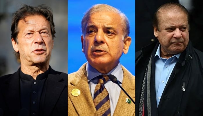 Pakistan Tehreek-e-Insaf (PTI) Chairman Imran Khan (L), Prime Minister Shehbaz Sharif (C) and Pakistan Muslim League-Nawaz (PML-N) supremo Nawaz Sharif (R). — Reuters/AFP/File