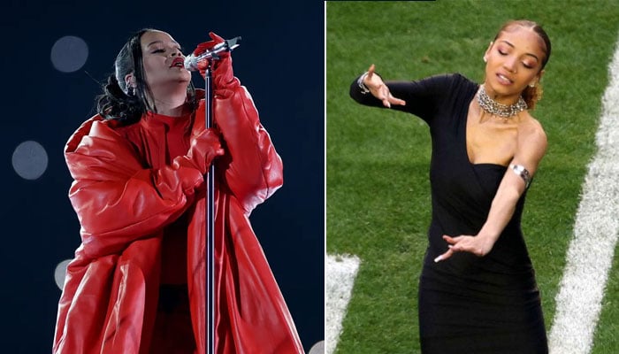 Interpreter Justina Miles performance at the Rihanna's Super Bowl