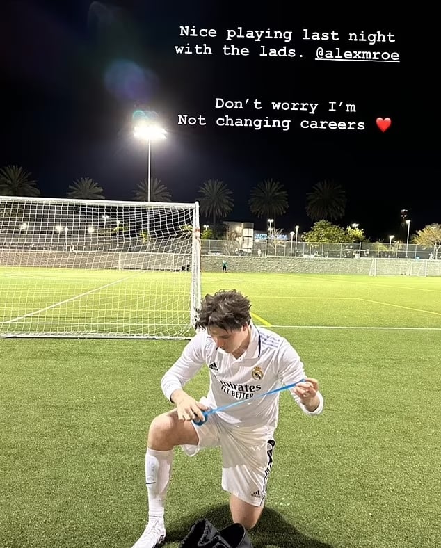 Brooklyn Beckham promises he’s not ‘switching career’ as he plays football with pals