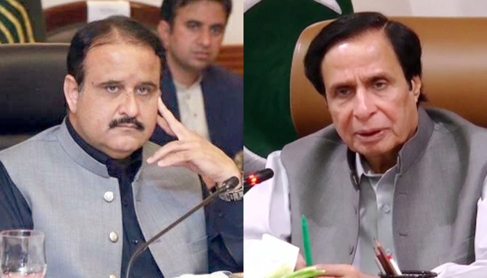 Former Punjab Chief Ministers Usman Buzdar (left) and Chaudhry Pervaiz Elahi. — Radio Pakistan/File