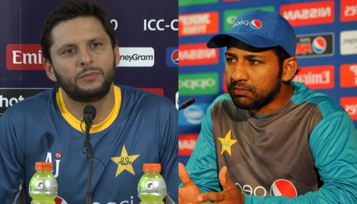 Pakistans former star cricketer Shahid Khan Afridi (left) and Quetta Gladiators Captain Sarfaraz Ahmed. — PCB/ICC/File