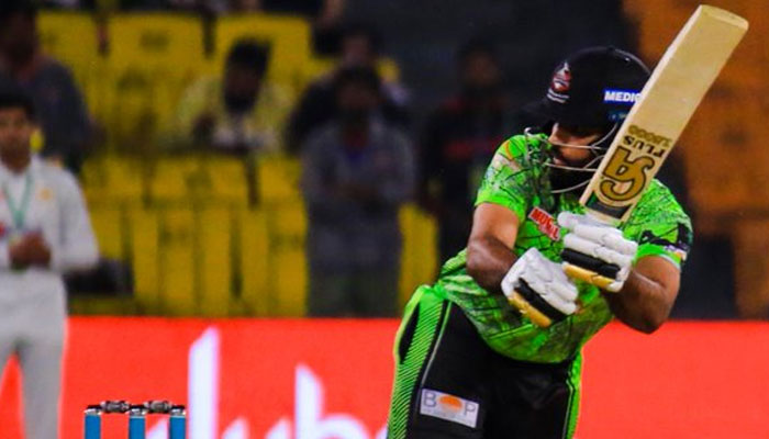 Lahore Qalandars batter during the 20th match of the Pakistan Super League (PSL) at the Multan Cricket Stadium in Multan on March 4, 2023. — PSL