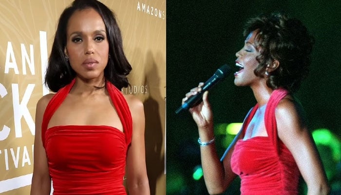 Kerry Washington wears Whitney Houstons famous 1996 red halter dress at the American Black Film Festival