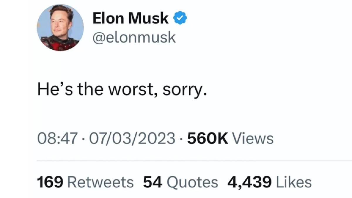 Image shows Elon Musks deleted tweet about former employee Halli Thorleifsson.— BBC