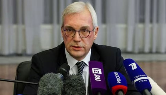 Russias Deputy Foreign Minister Alexander Grushko gives a news conference after a meeting at NATO headquarters between Russian ministers and alliance diplomats, at the Russian embassy, in Brussels, Belgium January 12, 2022.—Reuters