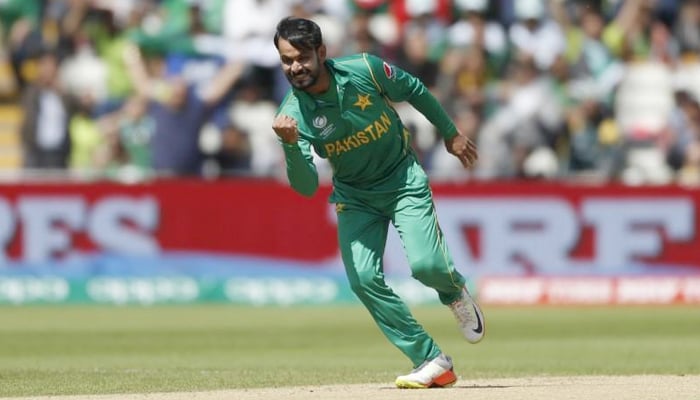 Britain Cricket - Pakistan v South Africa - 2017 ICC Champions Trophy Group B - Edgbaston - June 7, 2017 Pakistans Mohammad Hafeez celebrates taking the wicket of South Africas Quinton de Kock (not pictured). — Reuters