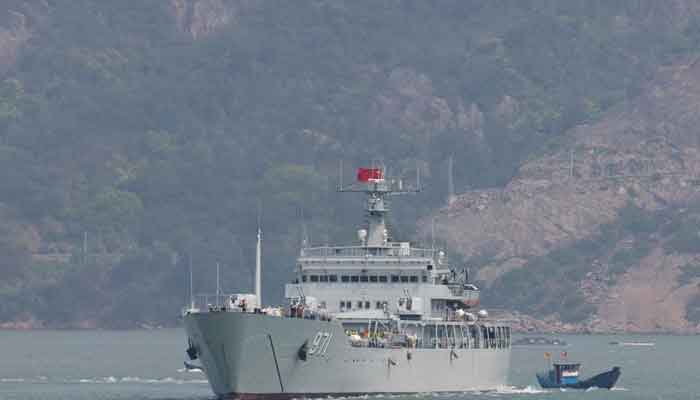 A Chinese warship sails during a military drill near Fuzhou, Fujian Province, near the Taiwan-controlled Matsu Islands that are close to the Chinese coast, China, April 8, 2023. — Reuters