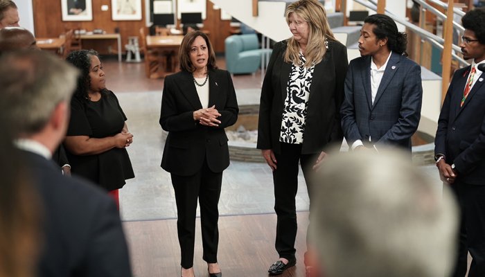 Vice President Harris stands with the Tennessee Three during her visit to Nashville on April 7, 2023. — Twitter/VP