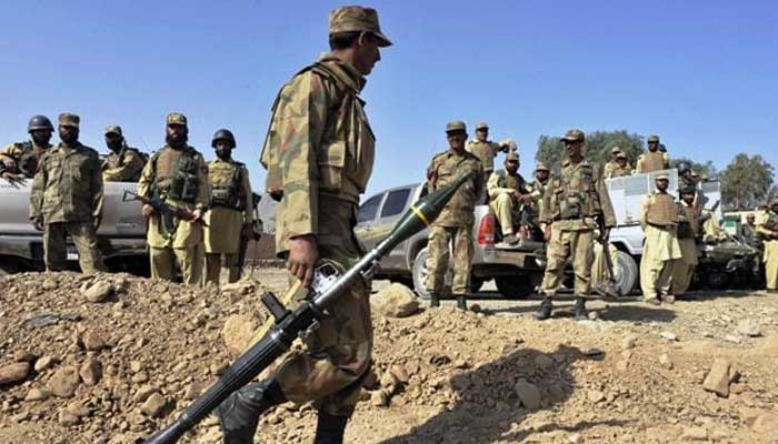 Pakistan Army soldiers stand at an operation. — AFP/File