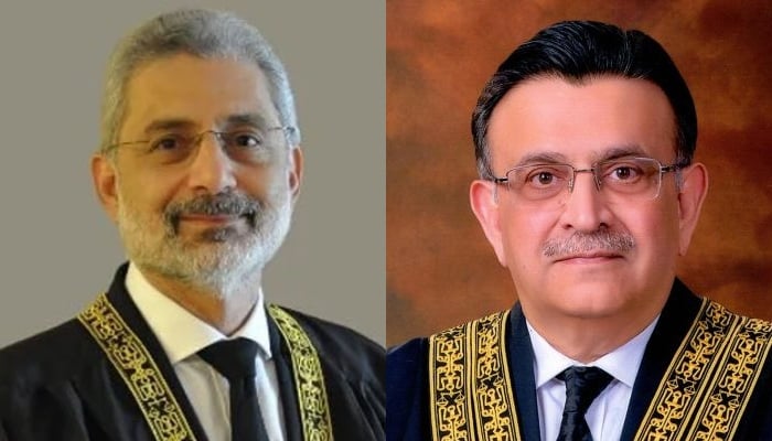 Senior Puisne Judge Justice Qazi Faez and Chief Justice of Pakistan Umar Ata Bandial. — Supreme Court website