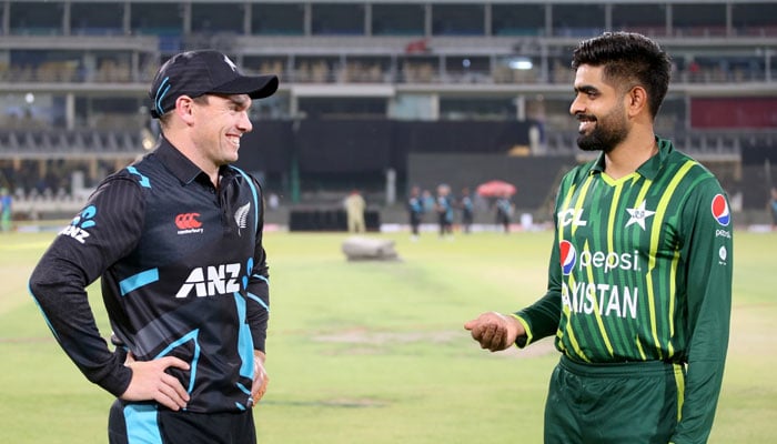 New Zealand captain Tom Latham and Pakistan skipper Babar Azam. — PCB