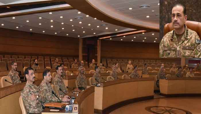 Chief of Army Staff General Asim Munir addressing the 257th Corps Commanders’ Conference in Rawalpindi on April 15, 2023. — ISPR