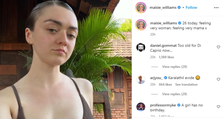 Maisie Williams turns 26, jokes she’s ‘tool old’ to date Leonardo DiCaprio