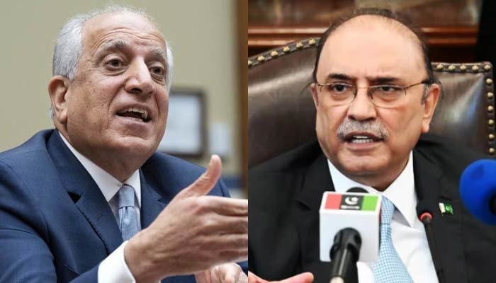 Zalmay Khalilzad (Left) and PPP co-chairman Asif Ali Zardari. — AP/Twitter/MediaCellPPP