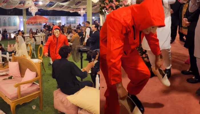 WATCH: Bride's cousin pulls off joota chupai ritual in Money Heist style