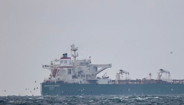 Marshall Islands-flagged oil tanker Advantage Sweet, which, according to Refinitiv ship tracking data, is a Suezmax crude tanker which had been chartered by oil major Chevron and had last docked in Kuwait, sails at Marmara sea near Istanbul, Turkey January 10, 2023. —Reuters