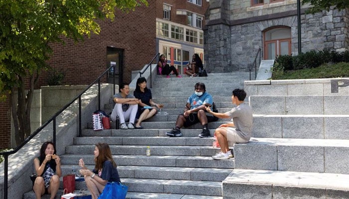 An undated image of students sitting on the stairs of the University of Pennsylvania. — Reuters/File