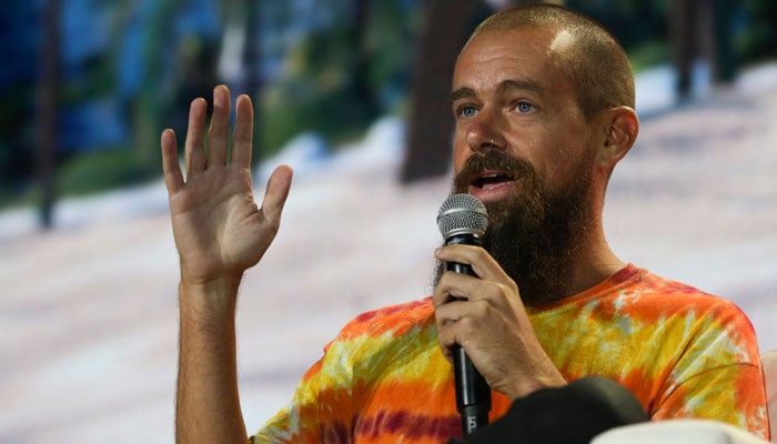 Jack Dorsey, the former CEO of Twitter, speaks during the crypto-currency conference Bitcoin 2021 Convention at the Mana Convention Center in Miami. — AFP/File