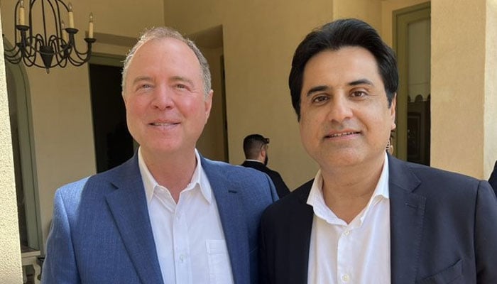 US Congressman Adam Schiff with PTI leader Atif Khan. — Twitter/@akhan4pakistan