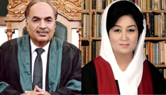 Sindh High Court Chief Justice Ahmed M Ali Sheikh (left) and Peshawar High Court Acting Chief Justice Musarrat Hilali. — SHC website/APP/File