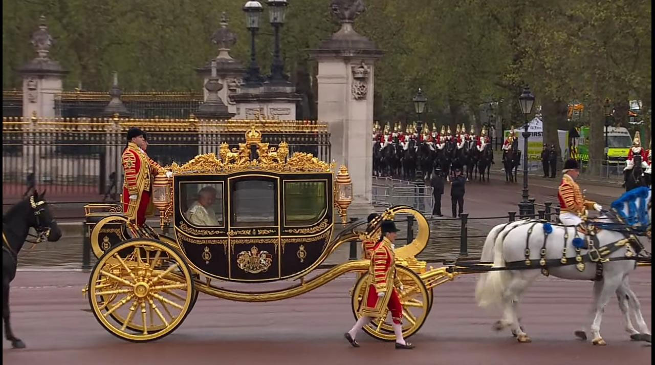 King Charles rides up to Westminster Abbey: Pictures